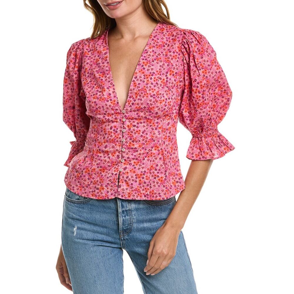 Free People I Found You Print Blouse in Party Combo NWT - Picture 13 of 15